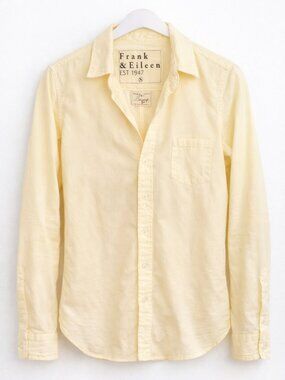 Frank & Eileen Barry Pale Yellow Button Down Shirt | 100% Cotton | Size S